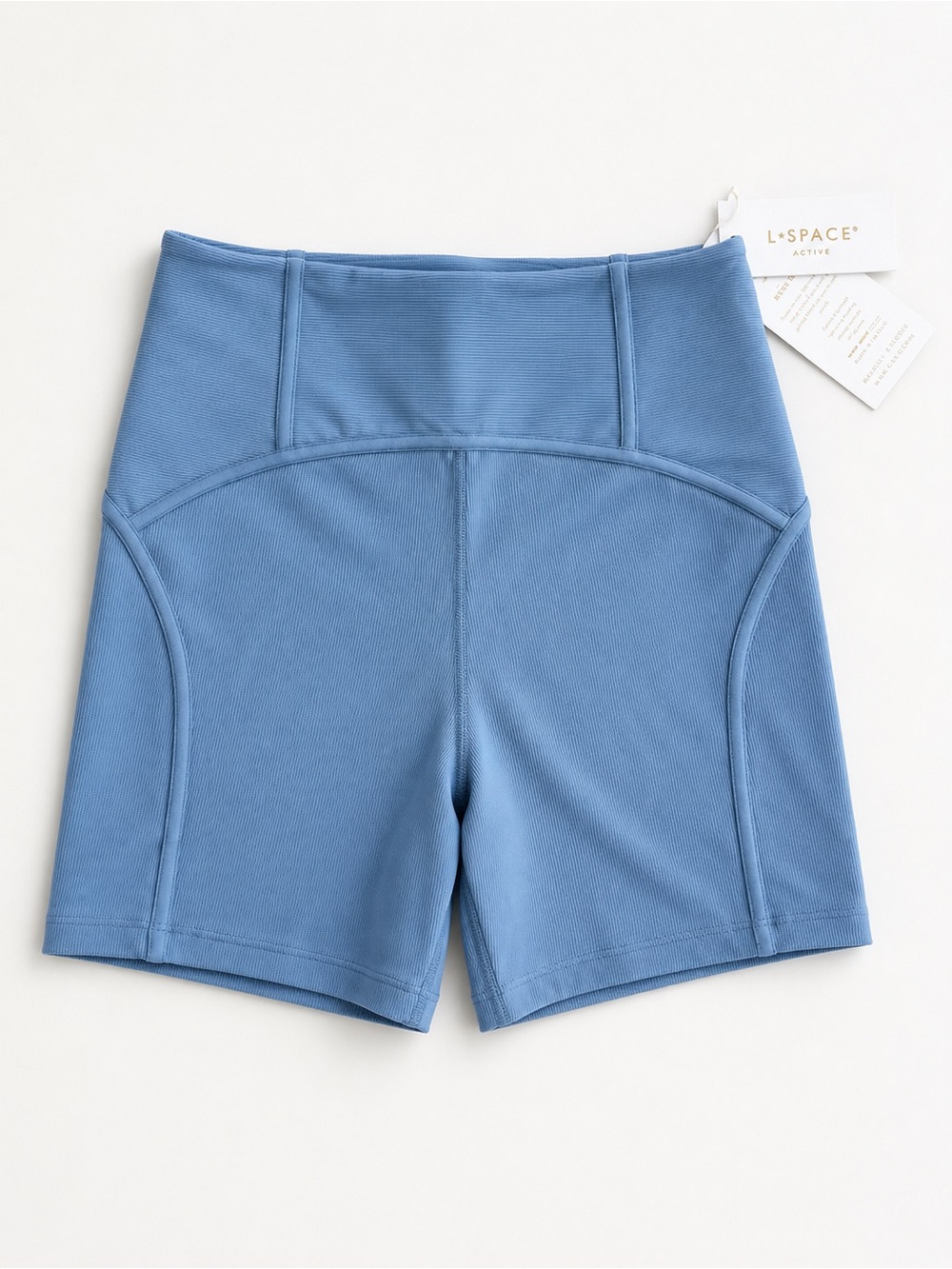 L*Space High-Waist Active Revel Shorts in Dusty Blue Size Small NWT